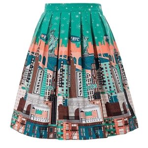 GRACE KARIN Women Pleated Vintage Skirt Floral Pr